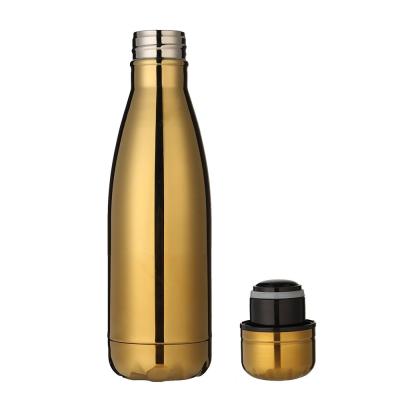 China Cola Shape Double Wall Stainless Steel Durable Electroplating Hot Cold Drinking Vacuum Insulated Flask Sports Water Bottle for sale