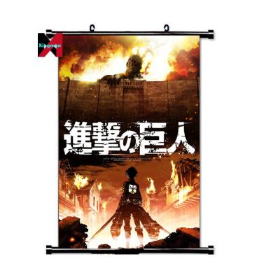 China Gift Shop Japanese Anime Scroll Painting 90*60 Cartoon Attack On Titan Anime Wall Scrolls Posters for sale