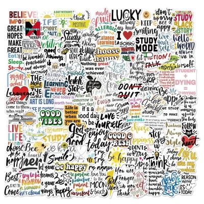 China 100Pcs Sticker Inspirational Quotes Decorative Expression Motivational Stickers Doodle Stickers For Laptop Computer for sale