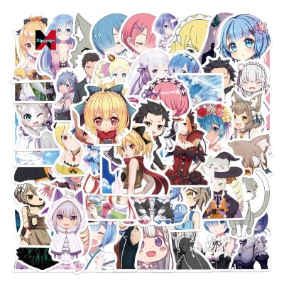 China Decorative Sticker 50 Pcs Japanese Cartoon About Zero Anime Emilia Ram Stickers Cute Kawai Stickers for sale