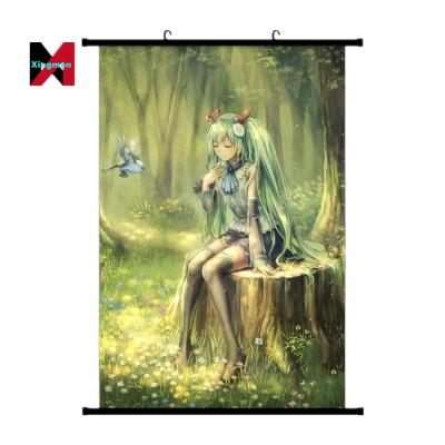 China Anime Miku Hatsune Poster VOCALOID Show Anime Peripheral Wall Scroll Scroll Posters With Hanging Rods for sale