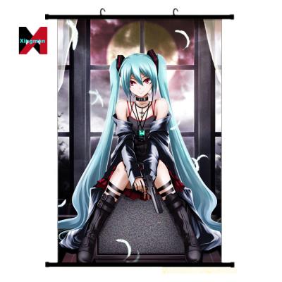 China Wholesale Customized Anime Miku Picture Cloth Scroll Hatsune Painting Wall Scroll Peripheral Hanging Posters for sale