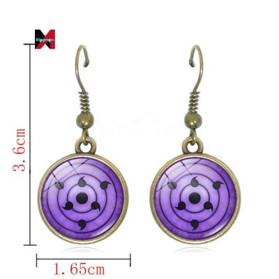 China Retro Movie & TV China Jewelry Factory Anime Naruto Unisex Alloy Writing Time Round Eye Gem Earrings for sale