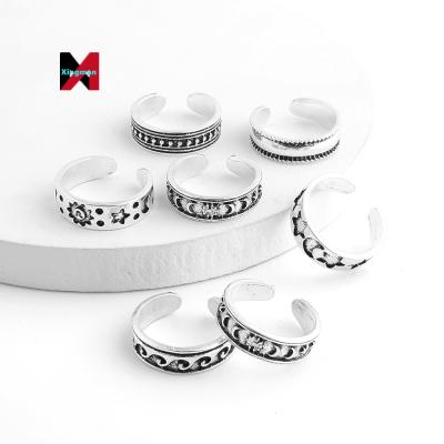 China Europe and America Jewelry Supply High Quality Ladies 7 Piece Open Foot Cut Out Star Moon Hollow Toe Ring Set for sale