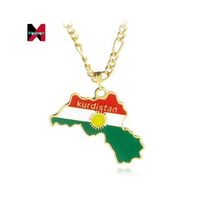 China Custom Stainless Steel Kurdish Map Kurdish Map Pendant Men's Necklace China Jewelry Manufacturer for sale