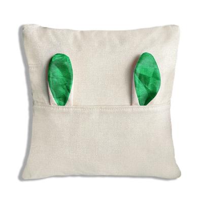 China 16 x 16 Inch Sublimation Blank Pillow Case Cushion Viable Decorative Cove With Rabbit Ear Design For Easter Day for sale