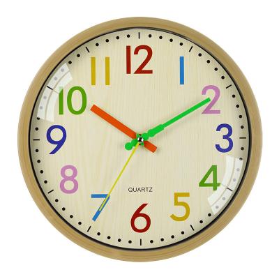 China Non Ticking Battery Operated Silent 12 Inch Kids Room Modern Decor Wall Clock Round Clock For Playroom, Classroom. for sale