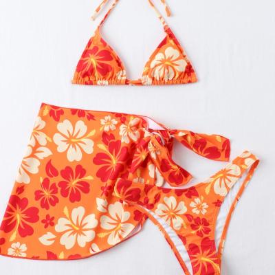 China 2022 Breathable 3 Piece Set Print Swimdress Custom Bikini Swimwear for sale