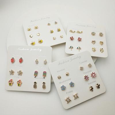 China Factory Supply Minimalistic Fashionable Temperament Earrings Women Circle A Week Earring Set for sale