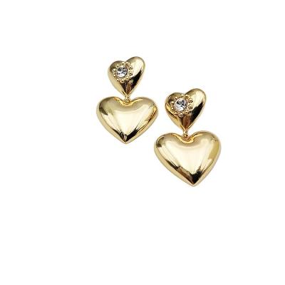 China Newest Fashion TRENDY Temperament Overstated Solid Heart Women Rhinestone Earrings Jewelry for sale