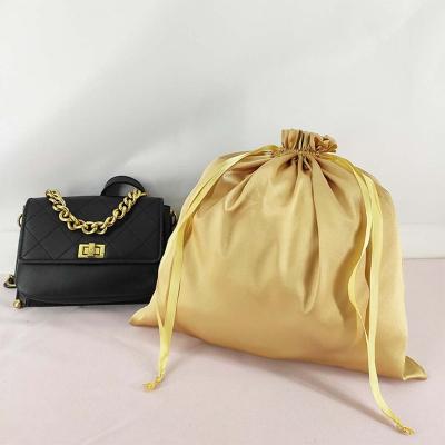 China Natural Supplies Packing Large Handbags Drawstring Dust Satin Silk Custom Bags With Logo for sale