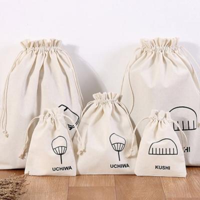 China Eco Printing Cotton Recyclable Custom Organic Drawstring Gift Bag / Christmas Drawstring Bag Tote Bag for sale