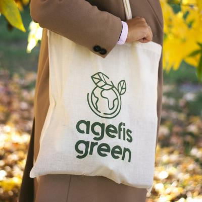 China Eco-Friendly Handled Organic Cotton Tote Bag Custom Logo Organic Cotton Pocket Shoulder Bag Khaki White INS for sale