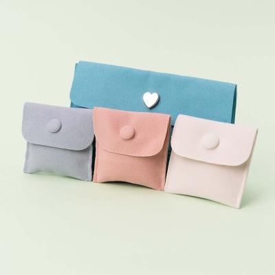 China Retro Wholesale Gift Earring Necklace Packaging Cards Display With Logo Insert Divider Custom Suede Velvet Jewelry Pouch Bag for sale