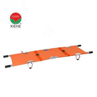 China Emergency Rescue Leather Double Folding Canvas Stretcher for sale