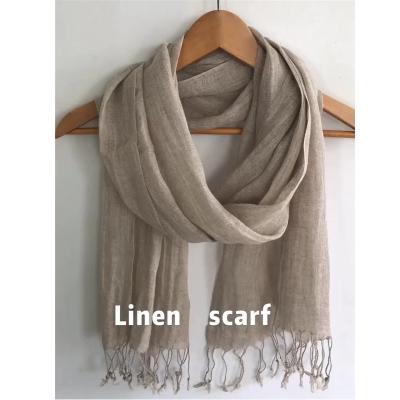 China Cozy Natural Linen Scarf Canvas Shawls No Dyeing 45*185cm for sale