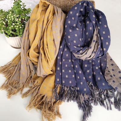 China Super Cotton Double-Layer Thicken Warm Scarf Autumn And Winter Oversize Cotton Tassel Scarves for sale