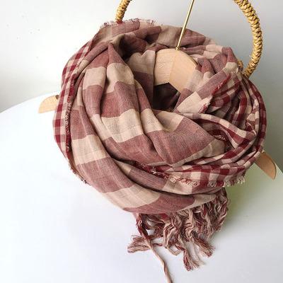 China Autumn and winter cotton double-sided cotton new thicken striped scarves warm retro scarf style for sale