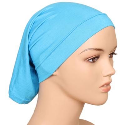 China Custom Modal Monochrome Cylindrical Cotton Malaysia Hat Base Cap High Elasticity Mercerized Cotton Women's Arabian Bib Hat for sale