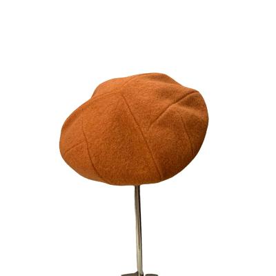 China Casual Solid Color Wool Painter Berets Vintage Geometric Outdoor Warm Hat Autumn /winter Pumpkin Hats for sale