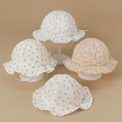 China Cute Princess Baby Girl Summer Garden Fashion Autumn Outdoor Bucket Hat Children Floral Print Fisherman Hat Sun Beach Casual Hat for sale