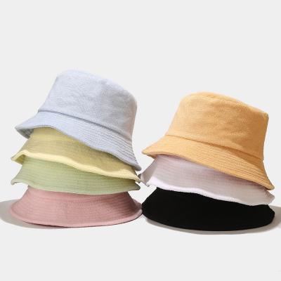 China High Quality Cloth Flat Surface Terry Towel Bucket Hat Men Women Winter Fashion Outdoor Hats for sale