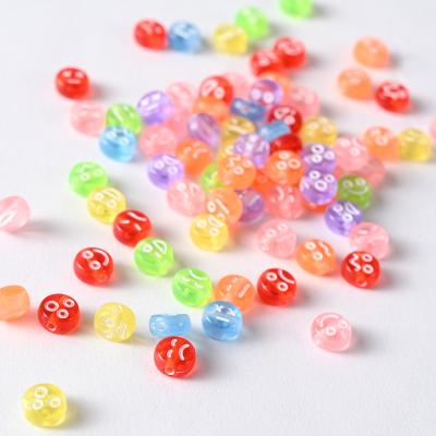 China 3700pcs/bag Flat Round Smiley Face Beads Acrylic Beads Loose Spacer Acrylic Bead For DIY Jewelry Making for sale