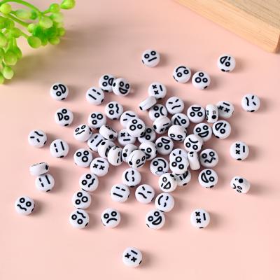 China 3700pcs/bag Acrylic Flat Round Smiley Face Expression Beads Acrylic Beads Loose Spacer Beads For DIY Jewelry Making for sale