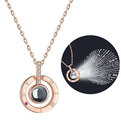 China YISAN B1204 Different Languages ​​100 Romantic I You Wedding Valentine's Day Love Memory Projection Pendant Necklace for sale