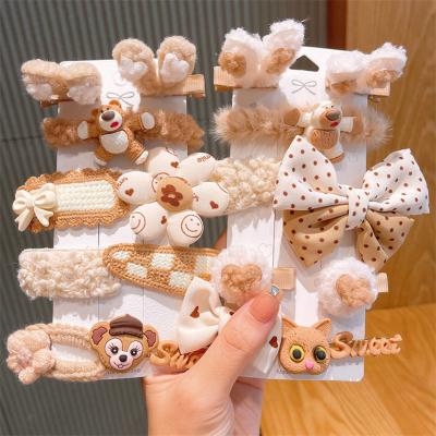 China New Fashion Children Cartoon Fur Hair Accessories Soft Animal Shape Cute Hair Clips Girls BB Hairpins Set for sale