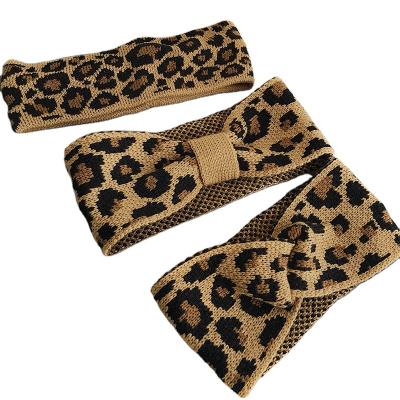 China European and American autumn and winter style hair headdress retro leopard fashion headband wash wide-brimmed wool face wear head daily knitting wrap for sale