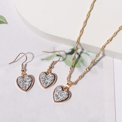 China Fashion Jewelry Set European American Popular Border Resin Jewelry Set Fashion Heart Necklace Earrings Accessories Loving Factory Wholesale for sale