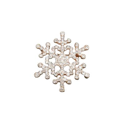 China Stylish Korean Trendy White Rhinestone Alloy Ladies Rhinestone Snowflake Brooches Pins for sale