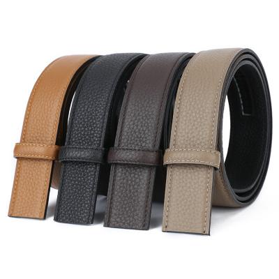 China The first layer whip men's belt without buckle without cowhide fashionable and supple old genuine leather people buckle main automatic belt men for sale