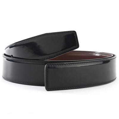 China The first layer whip headless instant luminous leather belt both sides with headless smooth buckle belt perforated body without buckle belt men l for sale