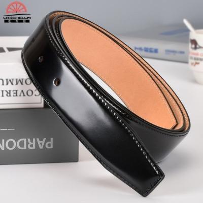 China Punching layer of the buckle of men's belt cowhide leather belt smooth headless genuine leather pure unchained leather head first for sale