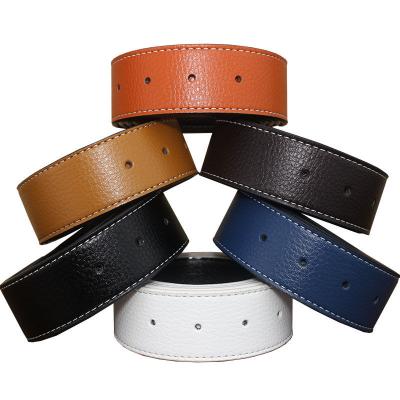 China Factory direct sales cowhide smooth belt men's smooth cowhide belt men's belt two-layer cowhide all-match fashion youth litchi pattern sheer belt for sale