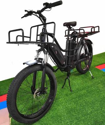 China Dual alloy 26inch 32Ah+16Ah battery long range electric bike 48v 750w delivery e cargo aluminum bike for sale