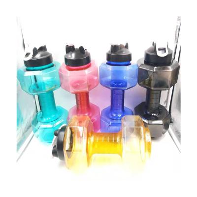 China Sustainable Custom Logo Petg Gym Fitness 2200ml Sports Drinking Plastic Water Bottle Dumbbell Water for sale