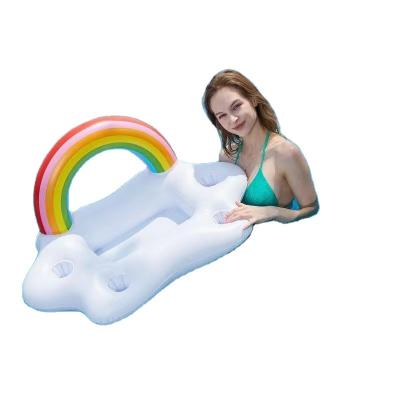 China Water Amusement Places Wholesale Price Inflatable Rainbow Cloud Cup Holder Tub Pool Float Beverage Cooler Table Bar Bucket Baby Raft Lounge for sale