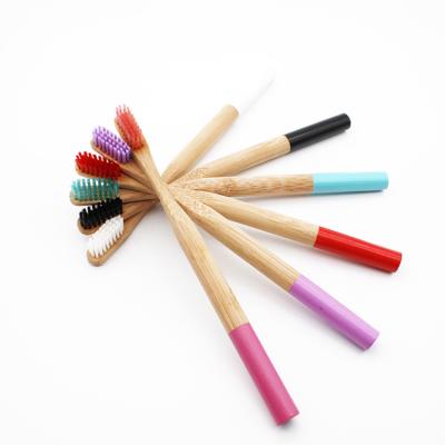 China Home Hot Selling Natural Color Round Handle Bamboo Toothbrush for sale