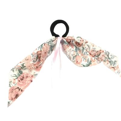 China 30pcs/bag Traceless Flower Pattern Hair Flowy Elastic Hair Bands Polyester Elastic Satin Bands For Girls for sale