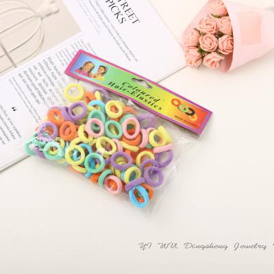 China Traceless 100pcs/bag 3cm Colorful Seamless Elastic Hair Tie Ponytail Holder For Ladies Hair Band Women for sale