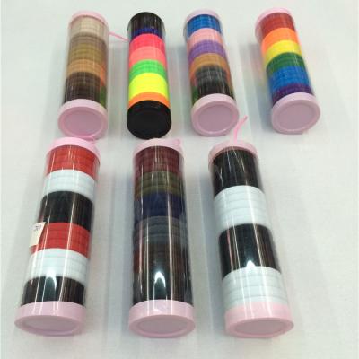 China Traceless 20pcs/barrel 5cm Children's Ring Chromatic Small Ponytail Rubber Elastic Hair Bands For Girl for sale