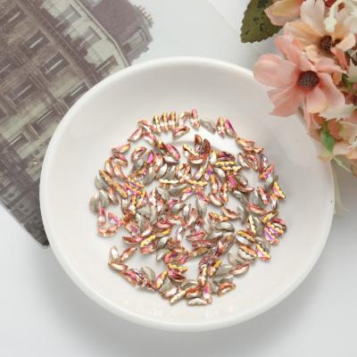 China 200 Pieces/Bag Crystal Glass Half Butterfly Colorful Flat Flame Flame Glass Rhines Nail Rhinestones Non-hot Fix Nail Back Finger Decoration 4.5X10MM for sale