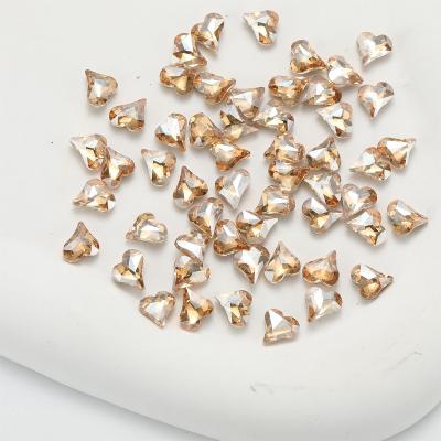 China Festival Holiday Finger Decoration 12X13MM 200 Hot Sale Colorful Heart ab Diamond Nail Crystal Rhinestone Flatback Nail Art Glass Rhinestones 3d Pieces/Bag for sale