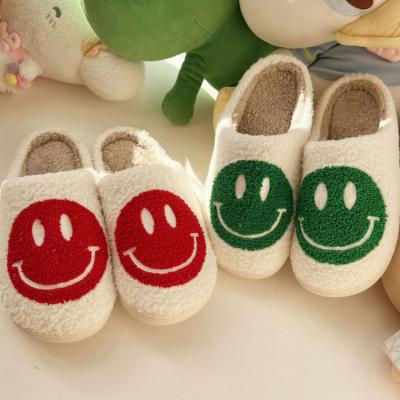 China Wholesale High Quality Women's New Fashion Smiley Face Fuzzy House Soft Slippers Cushioning for sale