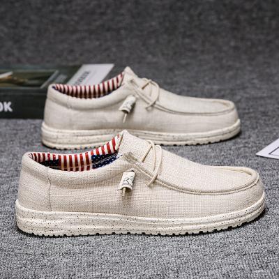 China Cushioning Summer Mens Canvas Shoes Comfortable Breathable Men Loafers Sneakers Ultralight Lazy Boat Shoes Plus Size 40-48 for sale