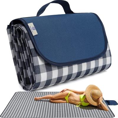 China 2022 Oxford Custom Extra Large Plaid Portable Picnic Blanket Waterproof Outdoor Picnic Blanket Foldable Mat With Waterproof Bottom for sale