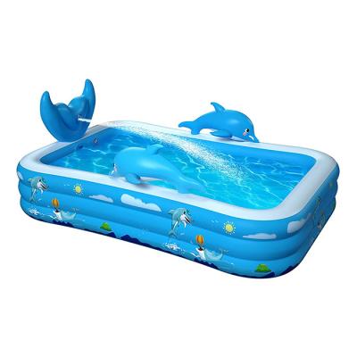 China Custom Shark Belt Spray Water Pools Swimming Outdoor Inflatable Inflatable Pool YC10 for sale